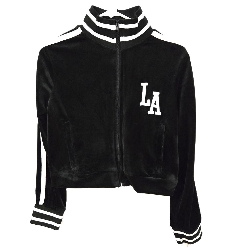 Sws Athletics Size Medium Women's Black L.A Logo Crop Top Jacket